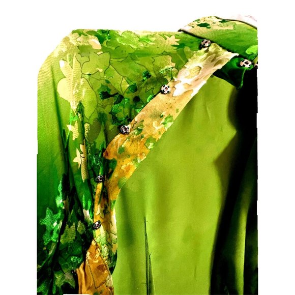 Asian Chinese Sequined Sheer Floral Long Maxi Cocktail Dress Size S - Picture 8 of 16